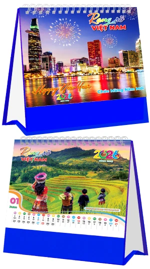  Lịch Để Bàn Rạng Rỡ Việt Nam Xanh Dương