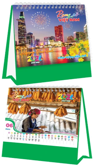  Lịch Bàn Rạng Rỡ Việt Nam Đế Xanh Lá