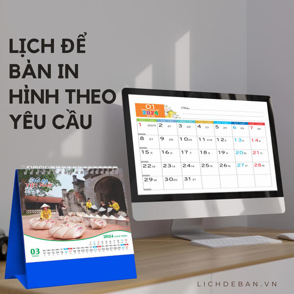 Lịch để bàn in hình theo yêu cầu