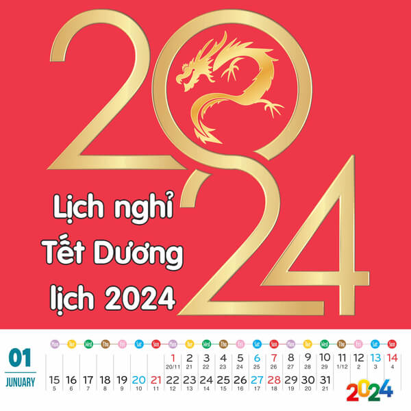 Lịch nghỉ tết dương lịch 2024